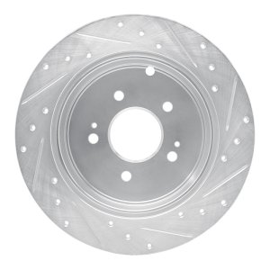 Mitsubishi Grandis Brake Rotor (1) - Rear Left - R1 Concepts - Drilled & Slotted - Silver - `04-`11